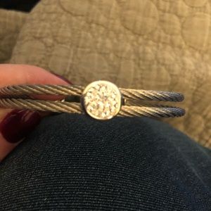 Steel Brand Bracelet. Silver w/faux diamond accent